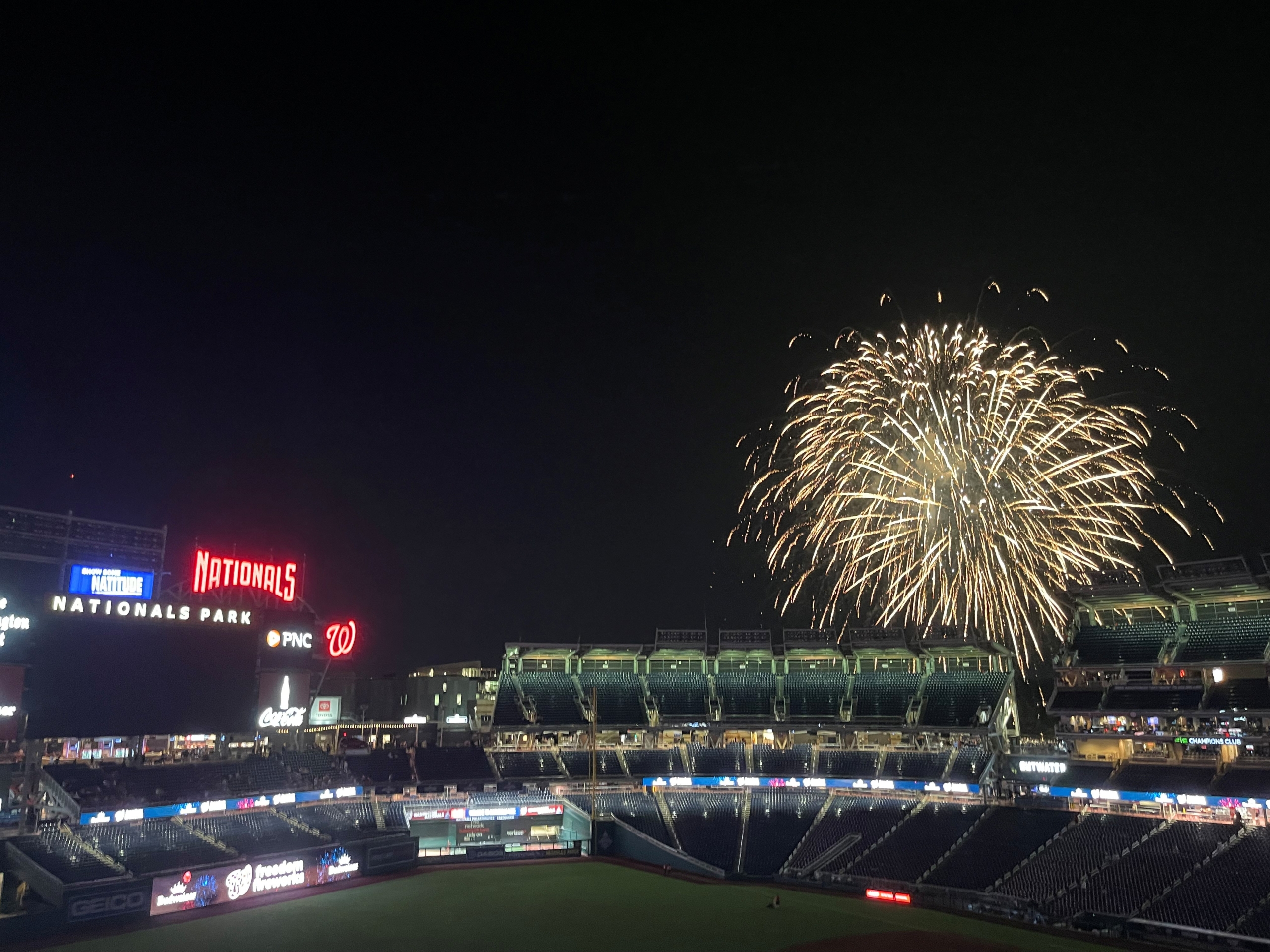 Fireworks at National's baseball stadium